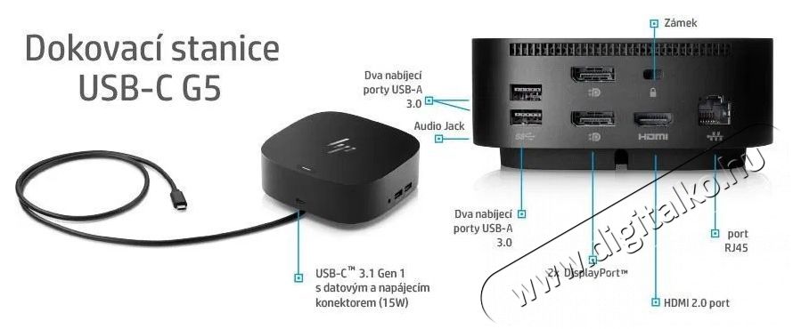 HP USB-C G5 Iroda &eacute;s sz&aacute;m&iacute;t&aacute;stechnika - Notebook kieg&eacute;sz&iacute;tő - USB hub / eloszt&oacute; - 503350