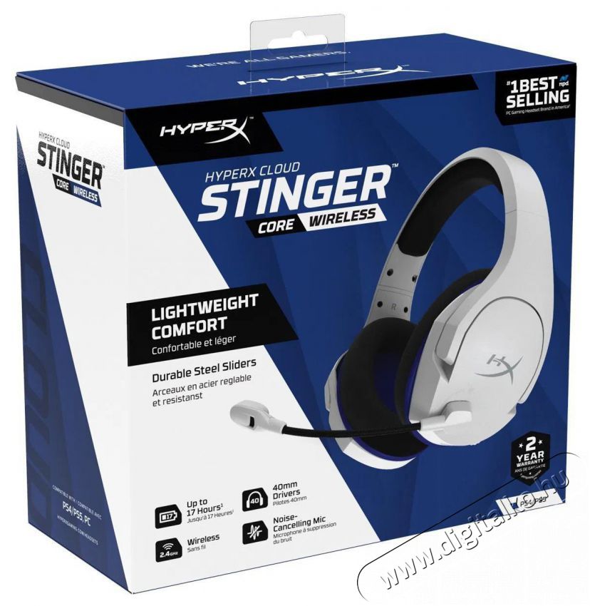 HyperX Stinger Core Wireless PS5 Audio-Video / Hifi / Multim&eacute;dia - F&uuml;l &eacute;s Fejhallgat&oacute;k - Fejhallgat&oacute; - 509969