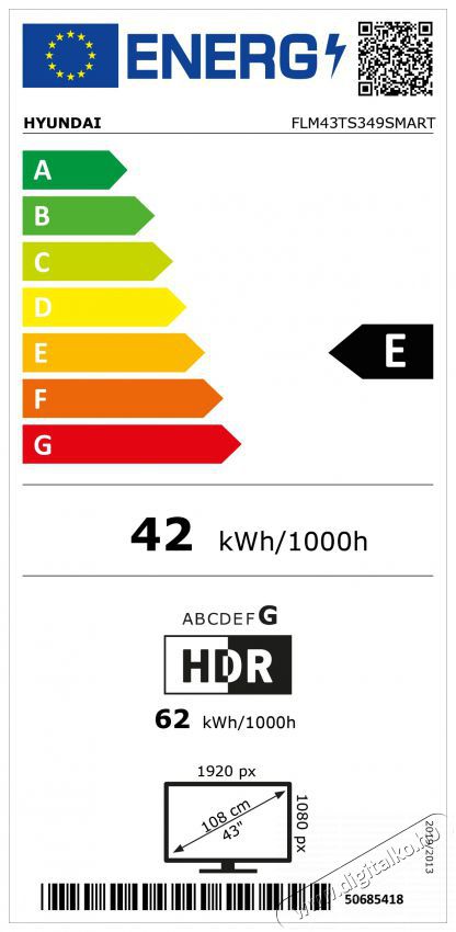 Hyundai FLM 43TS349 SMART telev&iacute;zi&oacute; Telev&iacute;zi&oacute;k - LED telev&iacute;zi&oacute; - 1080p Full HD felbont&aacute;s&uacute; - 500645