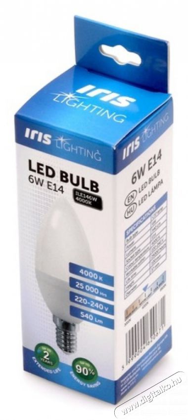 Iris Lighting E14 C37 6W/4000K/540lm gyertya LED f&eacute;nyforr&aacute;s H&aacute;ztart&aacute;s / Otthon / K&uuml;lt&eacute;r - Vil&aacute;g&iacute;t&aacute;s / elektromoss&aacute;g - E14 foglalat&uacute; izz&oacute; - 386715