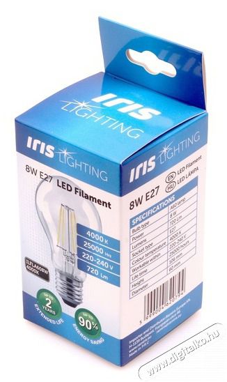 Iris Lighting Filament A Bulb E27 FLA60 8W/4000K/720lm LED f&eacute;nyforr&aacute;s H&aacute;ztart&aacute;s / Otthon / K&uuml;lt&eacute;r - Vil&aacute;g&iacute;t&aacute;s / elektromoss&aacute;g - E27 foglalat&uacute; izz&oacute; - 386703