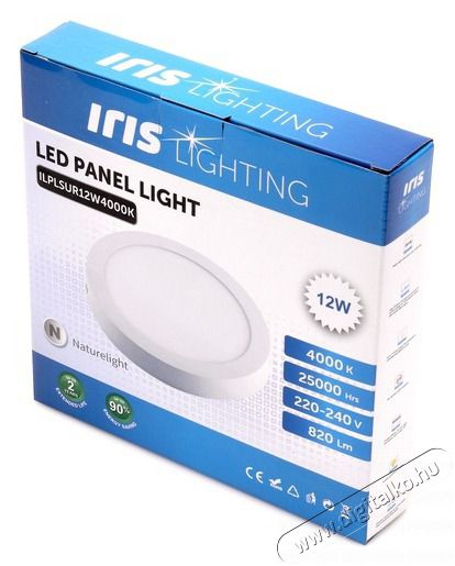 Iris Lighting PLSUR-12W 12W/820lm/4000K mennyezeti k&ouml;r alak&uacute; LED panel H&aacute;ztart&aacute;s / Otthon / K&uuml;lt&eacute;r - Vil&aacute;g&iacute;t&aacute;s / elektromoss&aacute;g - Fali / mennyezeti l&aacute;mpa - 388195
