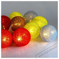 Iris Gömb alakú 6cm/színes fonott/1,5m/barna-piros-kék-zöld/10db LED-es/USB-s fénydekoráció Háztartás / Otthon / Kültér - Világítás / elektromosság - Led szalag / fényfüzér - 388692