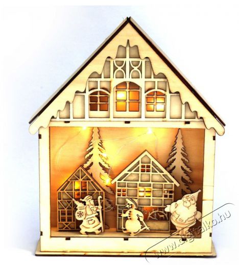 Iris Kar&aacute;csonyi h&aacute;z alak&uacute; 23,5x29cm/meleg feh&eacute;r LED-es fa f&eacute;nydekor&aacute;ci&oacute; H&aacute;ztart&aacute;s / Otthon / K&uuml;lt&eacute;r - Vil&aacute;g&iacute;t&aacute;s / elektromoss&aacute;g - Hangulat teremtő vil&aacute;g&iacute;t&aacute;s - 389026