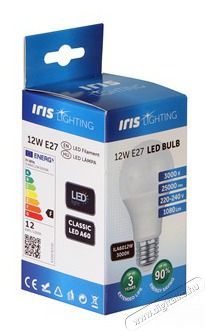 Iris Lighting E27 A60 12W/3000K/1080lm LED f&eacute;nyforr&aacute;s H&aacute;ztart&aacute;s / Otthon / K&uuml;lt&eacute;r - Vil&aacute;g&iacute;t&aacute;s / elektromoss&aacute;g - E27 foglalat&uacute; izz&oacute; - 476748