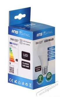 Iris Lighting E27 A60 9W/3000K/810lm LED f&eacute;nyforr&aacute;s H&aacute;ztart&aacute;s / Otthon / K&uuml;lt&eacute;r - Vil&aacute;g&iacute;t&aacute;s / elektromoss&aacute;g - E27 foglalat&uacute; izz&oacute; - 476747