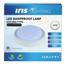 Iris Lighting ML-CELCPROOF 24W/4000K/2200lm IP44 feh&eacute;r LED mennyezeti l&aacute;mpa H&aacute;ztart&aacute;s / Otthon / K&uuml;lt&eacute;r - Vil&aacute;g&iacute;t&aacute;s / elektromoss&aacute;g - Fali / mennyezeti l&aacute;mpa - 476740