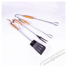 Iris KT-202 3 db-os BBQ grill szett fa fogóval (ételfogó 44cm, spatula 41cm, villa 40cm) Háztartás / Otthon / Kültér - Kültér / kerti termék / grill - Kerti grill kiegészítő - 505116