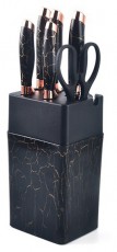 Iris KT-015-BK fekete 7db-os konyhai k&eacute;s k&eacute;szlet, m&aacute;rv&aacute;nyos tart&oacute;val Konyhai term&eacute;kek - Konyhai eszk&ouml;z - K&eacute;s / oll&oacute; - 513448