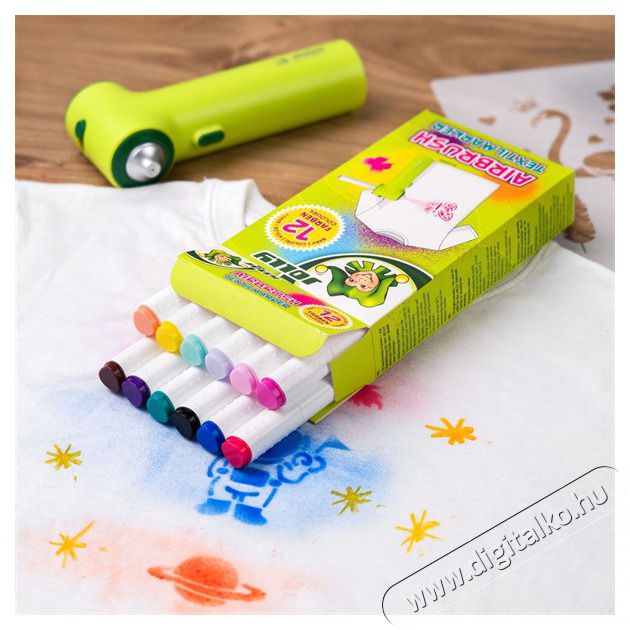 JOLLY Airbrush Textile 12 darabos k&eacute;tv&eacute;gű sz&iacute;nes textilmarker ut&aacute;nt&ouml;ltő k&eacute;szlet Iroda &eacute;s sz&aacute;m&iacute;t&aacute;stechnika - Egy&eacute;b sz&aacute;m&iacute;t&aacute;stechnikai term&eacute;k - 510820