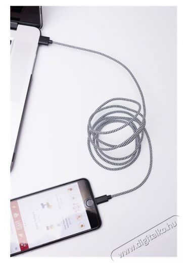 KIKKERLAND US113-BK-EU textilbor&iacute;t&aacute;s&uacute; Lightning fekete-feh&eacute;r k&aacute;bel Mobil / Kommunik&aacute;ci&oacute; / Smart - Tablet / E-book kieg&eacute;sz&iacute;tő, tok - K&aacute;bel - 429935