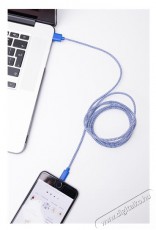 KIKKERLAND US113-BL-EU textilborítású Lightning kék-fehér kábel Mobil / Kommunikáció / Smart - Tablet / E-book kiegészítő, tok - Kábel - 429936