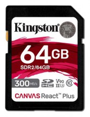 Kingston Canvas React Plus SDXC Class 10 UHS-II U3 (SDR2/64GB) Mem&oacute;riak&aacute;rtya - Mem&oacute;ria k&aacute;rtya / Pendrive - SD / SDHC / SDXC k&aacute;rtya - 385342