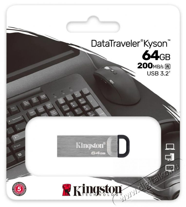 Kingston DataTraveler Kyson 64 GB Mem&oacute;ria k&aacute;rtya / Pendrive - Pendrive - 503368