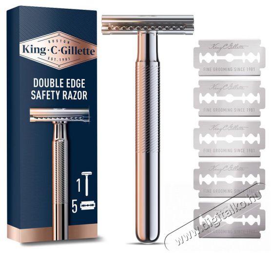 KING C. GILLETTE Double Edge + 5 db fej Sz&eacute;ps&eacute;g&aacute;pol&aacute;s / Eg&eacute;szs&eacute;g - Szőrtelen&iacute;tő / borotva - F&eacute;rfi borotva - 518852