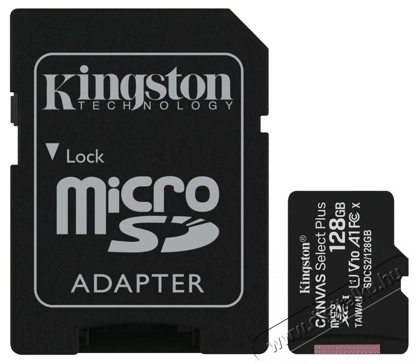 Kingston Canvas Select Plus micro SDXC 128GB Class 10 UHS-I + SD adapter Mem&oacute;ria k&aacute;rtya / Pendrive - SD / SDHC / SDXC k&aacute;rtya - 522221