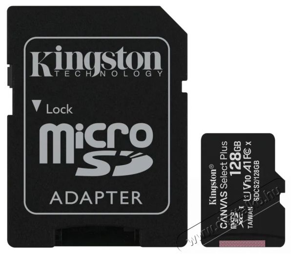 Kingston Canvas Select Plus micro SDXC 128GB Class 10 UHS-I + SD adapter Mem&oacute;ria k&aacute;rtya / Pendrive - SD / SDHC / SDXC k&aacute;rtya - 522221