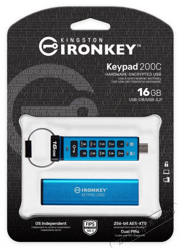 Kingston IronKey Keypad 200 16 GB USB-C pendrive Mem&oacute;ria k&aacute;rtya / Pendrive - Pendrive - 528993