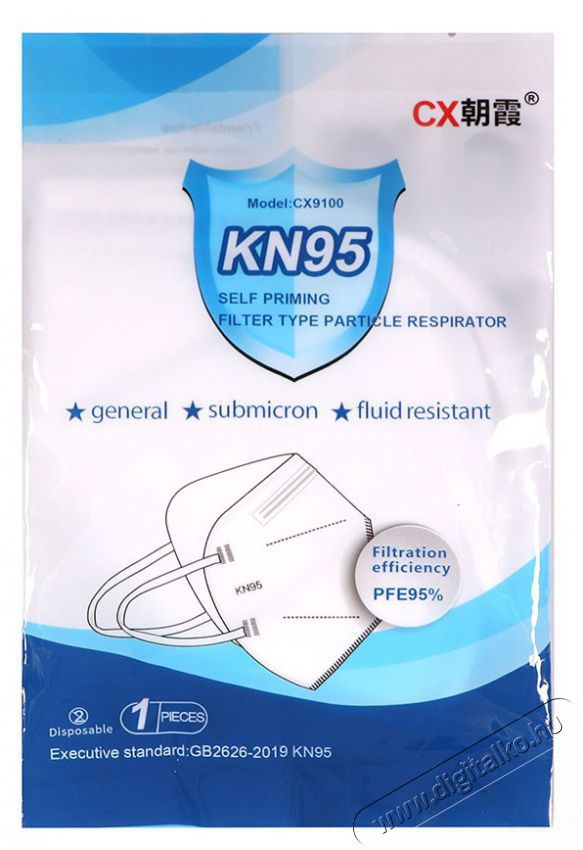 KN95 FFP2 (1db/cs) szűr&eacute;si szintű szelep n&eacute;lk&uuml;li r&eacute;szecskeszűrős sz&aacute;jmaszk Sz&eacute;ps&eacute;g&aacute;pol&aacute;s / Eg&eacute;szs&eacute;g - Egy&eacute;b sz&eacute;ps&eacute;g / eg&eacute;szs&eacute;g term&eacute;k - 385207