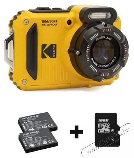 Kodak Pixpro WPZ2 v&iacute;z&aacute;ll&oacute;/por&aacute;ll&oacute;/&uuml;t&eacute;s&aacute;ll&oacute; digit&aacute;lis s&aacute;rga f&eacute;nyk&eacute;pezőg&eacute;p + 16Gb microSd + akkumul&aacute;tor F&eacute;nyk&eacute;pezőg&eacute;p / kamera - Kompakt f&eacute;nyk&eacute;pezőg&eacute;p - Kaland &eacute;s v&iacute;z&aacute;ll&oacute; f&eacute;nyk&eacute;pezőg&eacute;p - 507512