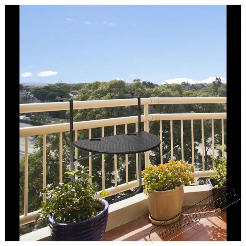 Kring Banquette &Ouml;sszecsukhat&oacute; erk&eacute;ly asztal, f&eacute;m/műanyag, 60 x 64 x 73, fekete H&aacute;ztart&aacute;s / Otthon / K&uuml;lt&eacute;r - K&uuml;lt&eacute;r / kerti term&eacute;k / grill - Kerti b&uacute;tor - 537036