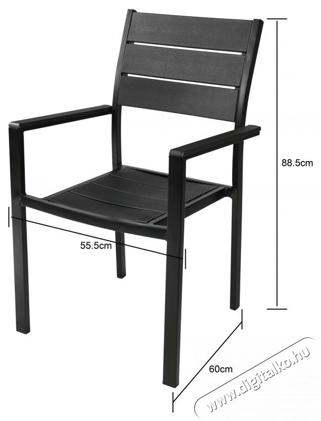 Kring Dayton sz&eacute;k, kert/terasz, 62x55x88, f&eacute;m/műanyag, fekete H&aacute;ztart&aacute;s / Otthon / K&uuml;lt&eacute;r - K&uuml;lt&eacute;r / kerti term&eacute;k / grill - Kerti b&uacute;tor - 537063