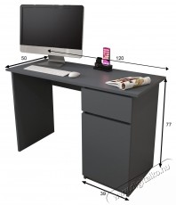 KringX Origo &iacute;r&oacute;asztal, 120x50x77 cm, 1 fi&oacute;kkal/1 ajt&oacute;val, grafit sz&iacute;nű Iroda &eacute;s sz&aacute;m&iacute;t&aacute;stechnika - Egy&eacute;b sz&aacute;m&iacute;t&aacute;stechnikai term&eacute;k - 537073