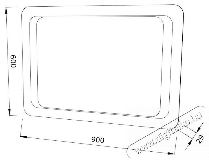 Kring t&uuml;k&ouml;r, LED vil&aacute;g&iacute;t&aacute;ssal, 60 x 90 x 2.9 cm Sz&eacute;ps&eacute;g&aacute;pol&aacute;s / Eg&eacute;szs&eacute;g - T&uuml;k&ouml;r - 536974