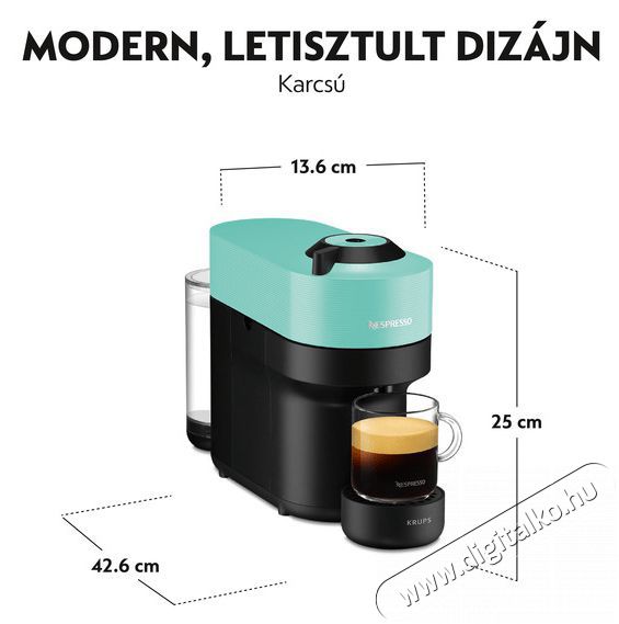 Krups Vertuo Pop Nespresso XN920410 kapszul&aacute;s k&aacute;v&eacute;főző, mentaz&ouml;ld Konyhai term&eacute;kek - K&aacute;v&eacute;főző / k&aacute;v&eacute;&ouml;rlő / kieg&eacute;sz&iacute;tő - Kapszul&aacute;s / podos k&aacute;v&eacute;főző - 400056