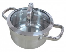 Lamart LTSS1810 Faz&eacute;k fedővel 18cm, 2,7L ac&eacute;l/&uuml;veg Konyhai term&eacute;kek - Ed&eacute;ny - Faz&eacute;k / l&aacute;bas - 274644