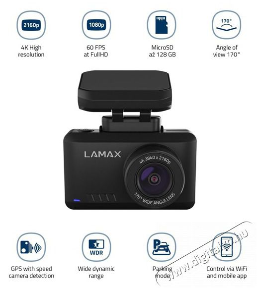LAMAX T10 4K GPS aut&oacute;s menetr&ouml;gz&iacute;tő kamera F&eacute;nyk&eacute;pezőg&eacute;p / kamera - Aut&oacute;s fed&eacute;lzeti kamera - 404125