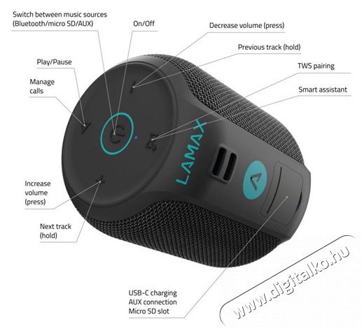 LAMAX Sounder2 Mini bluetooth hangsz&oacute;r&oacute; Audio-Video / Hifi / Multim&eacute;dia - Hordozhat&oacute;, vezet&eacute;k n&eacute;lk&uuml;li / bluetooth hangsug&aacute;rz&oacute; - Hordozhat&oacute;, vezet&eacute;k n&eacute;lk&uuml;li / bluetooth hangsug&aacute;rz&oacute; - 433064