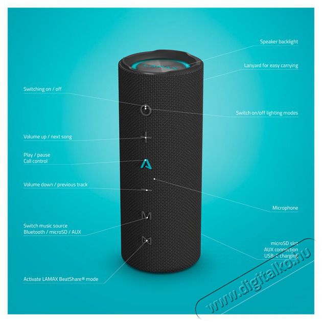 LAMAX Sounder2 Play bluetooth hangsz&oacute;r&oacute; Audio-Video / Hifi / Multim&eacute;dia - Hordozhat&oacute;, vezet&eacute;k n&eacute;lk&uuml;li / bluetooth hangsug&aacute;rz&oacute; - Hordozhat&oacute;, vezet&eacute;k n&eacute;lk&uuml;li / bluetooth hangsug&aacute;rz&oacute; - 477621