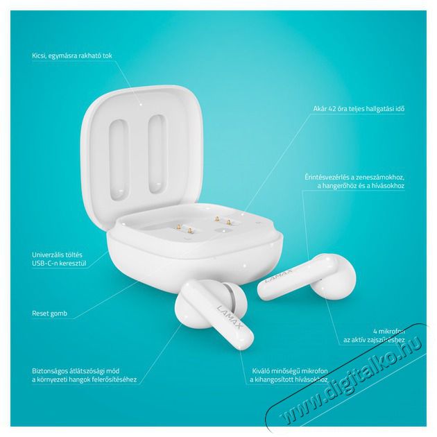 LAMAX Clips1 Plus True Wireless Bluetooth feh&eacute;r f&uuml;lhallgat&oacute; Audio-Video / Hifi / Multim&eacute;dia - F&uuml;l &eacute;s Fejhallgat&oacute;k - F&uuml;lhallgat&oacute; - 500472