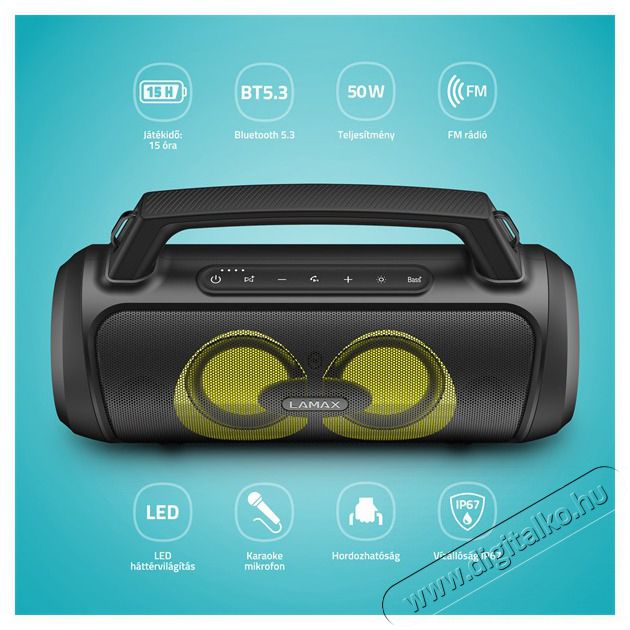 LAMAX PartyGo1 Play hordozhat&oacute; Bluetooth party hangsz&oacute;r&oacute; Audio-Video / Hifi / Multim&eacute;dia - Hordozhat&oacute;, vezet&eacute;k n&eacute;lk&uuml;li / bluetooth hangsug&aacute;rz&oacute; - Hordozhat&oacute;, vezet&eacute;k n&eacute;lk&uuml;li / bluetooth hangsug&aacute;rz&oacute; - 508349