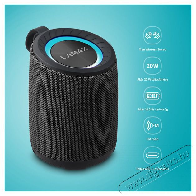 LAMAX Waver1 20W Bluetooth hangsz&oacute;r&oacute; Audio-Video / Hifi / Multim&eacute;dia - Hordozhat&oacute;, vezet&eacute;k n&eacute;lk&uuml;li / bluetooth hangsug&aacute;rz&oacute; - Hordozhat&oacute;, vezet&eacute;k n&eacute;lk&uuml;li / bluetooth hangsug&aacute;rz&oacute; - 508298