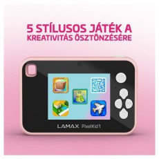 LAMAX PixelKid1 Pink Full HD 8MP r&oacute;zsazs&iacute;n gyerek f&eacute;nyk&eacute;pezőg&eacute;p &eacute;s kamera F&eacute;nyk&eacute;pezőg&eacute;p / kamera - Kompakt f&eacute;nyk&eacute;pezőg&eacute;p - Gyerek f&eacute;nyk&eacute;pezőg&eacute;p - 508785