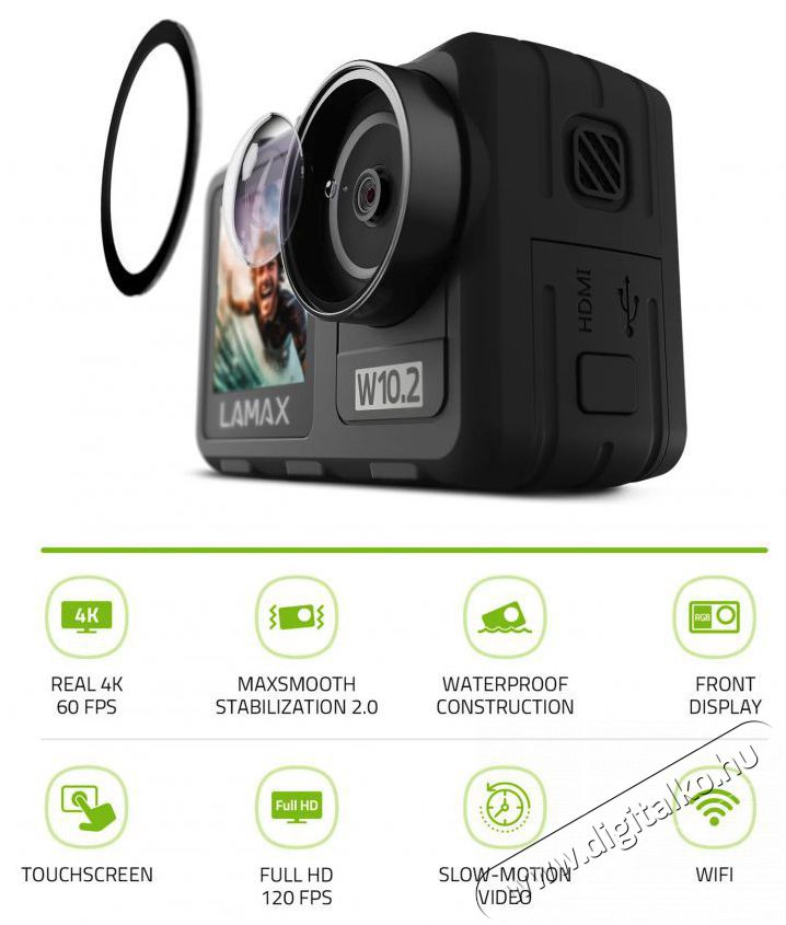 LAMAX W10.2 F&eacute;nyk&eacute;pezőg&eacute;p / kamera - Sport kamera - 4K felbont&aacute;s&uacute; - 519921