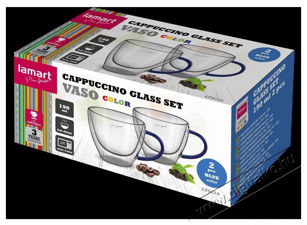 Lamart Thermo poh&aacute;r LT9116 VASO Cappuccino szett 190 ml 2 db k&eacute;k Konyhai term&eacute;kek - K&aacute;v&eacute;főző / k&aacute;v&eacute;&ouml;rlő / kieg&eacute;sz&iacute;tő - K&aacute;v&eacute;s poh&aacute;r / cs&eacute;sze - 503729