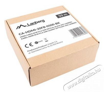 LANBERG 50m akt&iacute;v optikai HDMI apa-apa fekete AOC k&aacute;bel Tv kieg&eacute;sz&iacute;tők - K&aacute;bel / csatlakoz&oacute; - Hdmi k&aacute;bel - 456369