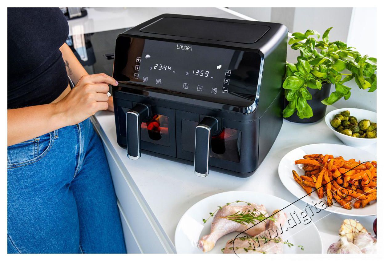 Lauben DualZone Air Fryer 8000BC Konyhai term&eacute;kek - Konyhai kisg&eacute;p (s&uuml;t&eacute;s / főz&eacute;s / hűt&eacute;s / &eacute;telk&eacute;sz&iacute;t&eacute;s) - L&eacute;gkever&eacute;ses főzőg&eacute;p / elektromos kukta / multifunkci&oacute;s s&uuml;tő - 500678