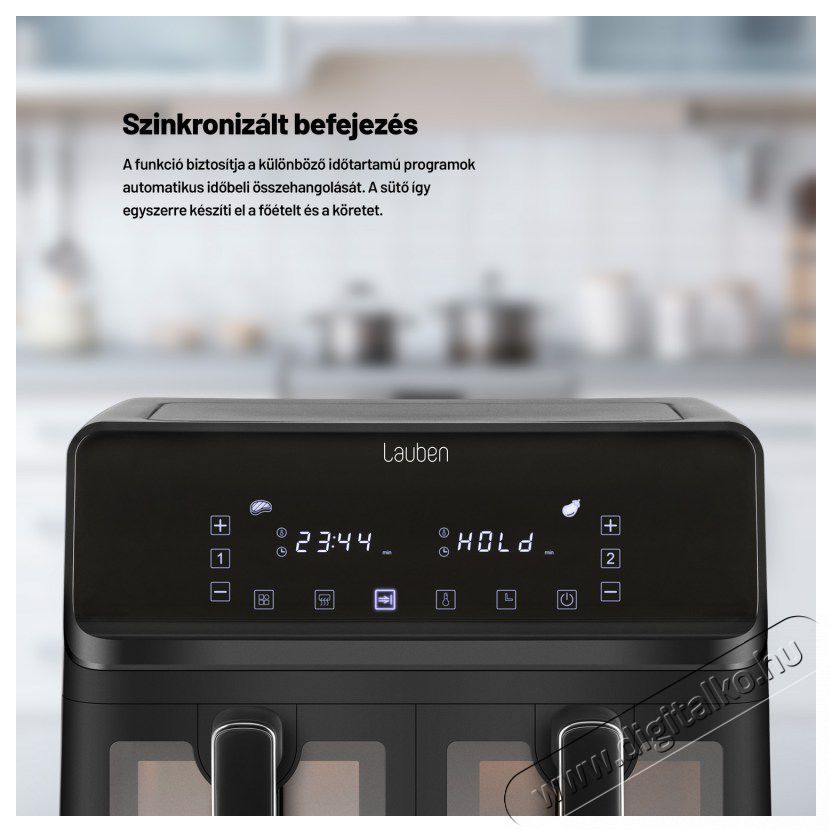 Lauben DualZone Air Fryer 8000BC Konyhai term&eacute;kek - Konyhai kisg&eacute;p (s&uuml;t&eacute;s / főz&eacute;s / hűt&eacute;s / &eacute;telk&eacute;sz&iacute;t&eacute;s) - L&eacute;gkever&eacute;ses főzőg&eacute;p / elektromos kukta / multifunkci&oacute;s s&uuml;tő - 500678