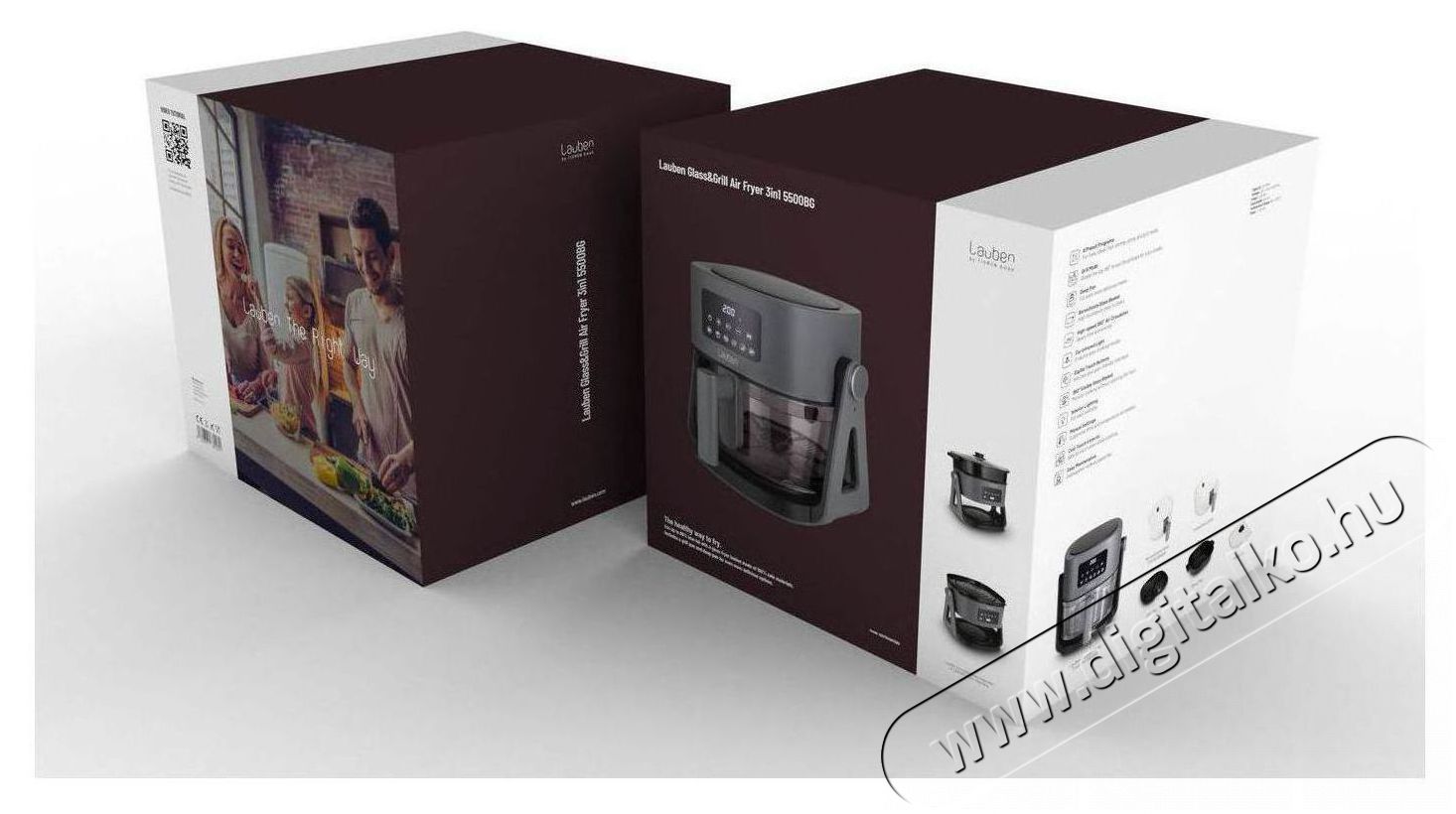 Lauben 5500BG Glass&Grill 3in1 Konyhai term&eacute;kek - Konyhai kisg&eacute;p (s&uuml;t&eacute;s / főz&eacute;s / hűt&eacute;s / &eacute;telk&eacute;sz&iacute;t&eacute;s) - L&eacute;gkever&eacute;ses főzőg&eacute;p / elektromos kukta / multifunkci&oacute;s s&uuml;tő - 504781