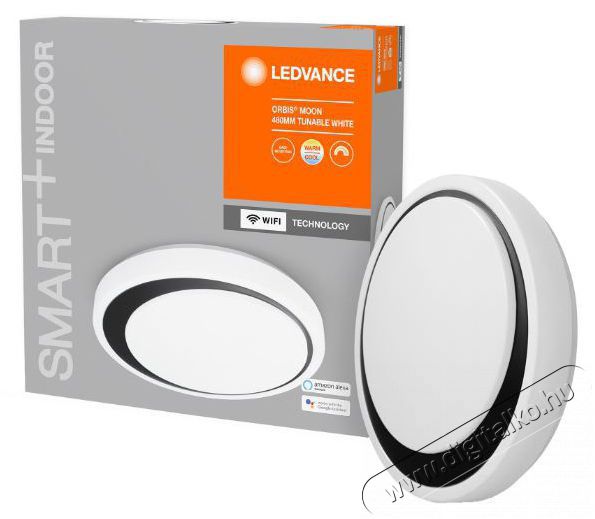 LEDVANCE Smart+ WiFi Ceiling Moon &aacute;ll. sz&iacute;nhőm. 480mm feh&eacute;r/fekete okos vez&eacute;relhető intelligens l&aacute;mpatest H&aacute;ztart&aacute;s / Otthon / K&uuml;lt&eacute;r - Vil&aacute;g&iacute;t&aacute;s / elektromoss&aacute;g - Fali / mennyezeti l&aacute;mpa - 391019