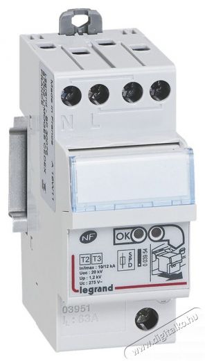 Legrand 003951 Lexic 2P 12kA komplett t&uacute;lfesz&uuml;lts&eacute;g-levezető H&aacute;ztart&aacute;s / Otthon / K&uuml;lt&eacute;r - Vil&aacute;g&iacute;t&aacute;s / elektromoss&aacute;g - H&aacute;l&oacute;zati eloszt&oacute; / hosszabb&iacute;t&oacute; / adapter - 392456