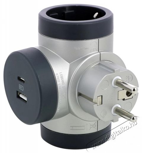 Legrand 694524 kettős USB-A + USB-C alum&iacute;nium forgathat&oacute; 2P+F eloszt&oacute;dug&oacute; H&aacute;ztart&aacute;s / Otthon / K&uuml;lt&eacute;r - Vil&aacute;g&iacute;t&aacute;s / elektromoss&aacute;g - H&aacute;l&oacute;zati eloszt&oacute; / hosszabb&iacute;t&oacute; / adapter - 434842