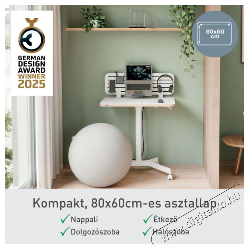 Leitz Ergo &Uuml;lő/&aacute;ll&oacute; asztal, gurul&oacute;s, 80&times;60 cm, feh&eacute;r Fot&oacute;-Vide&oacute; kieg&eacute;sz&iacute;tők - &Aacute;llv&aacute;ny - Asztali &aacute;llv&aacute;ny - 518374