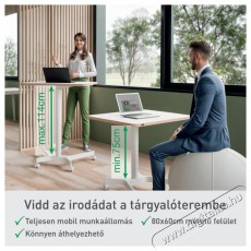 Leitz Ergo &Uuml;lő/&aacute;ll&oacute; asztal, gurul&oacute;s, 80&times;60 cm, feh&eacute;r Fot&oacute;-Vide&oacute; kieg&eacute;sz&iacute;tők - &Aacute;llv&aacute;ny - Asztali &aacute;llv&aacute;ny - 518374