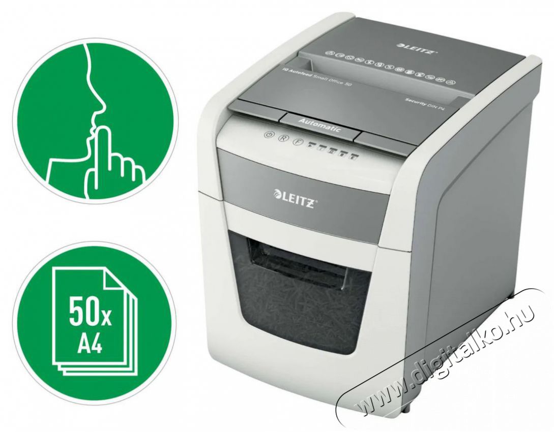 Leitz IQ AutoFeed 50X P4 Iratmegsemmis&iacute;tő Iroda &eacute;s sz&aacute;m&iacute;t&aacute;stechnika - Iratmegsemmis&iacute;tő - 530301