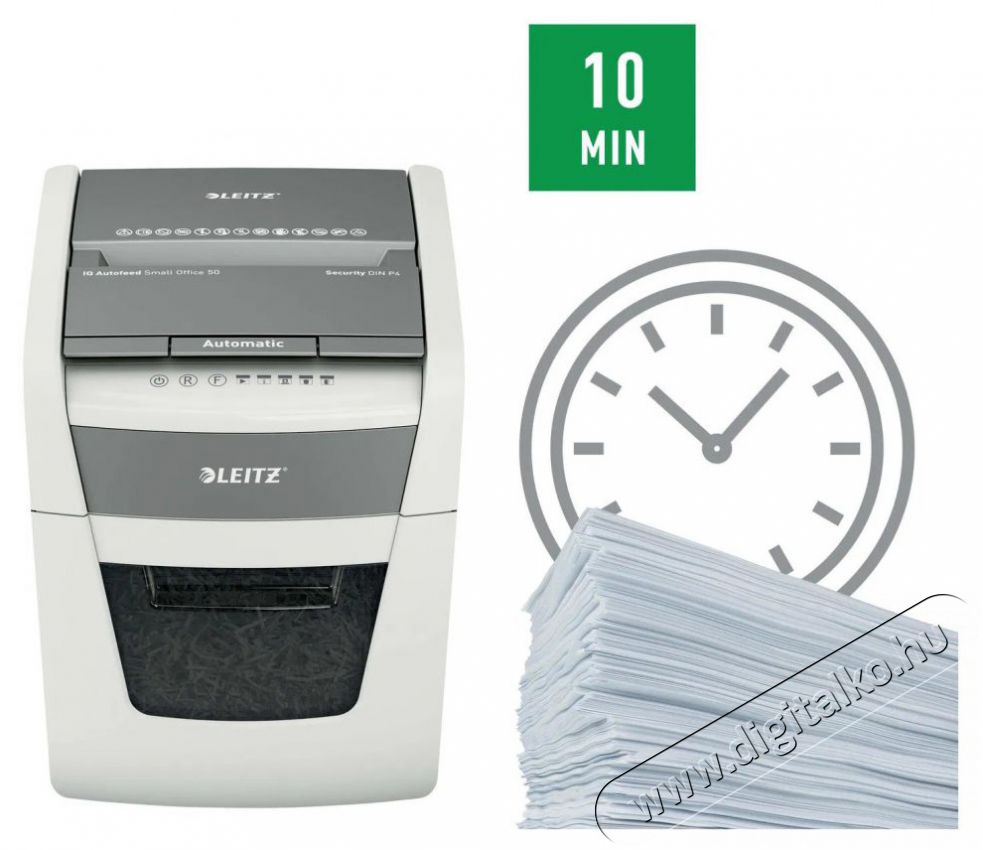 Leitz IQ AutoFeed 50X P4 Iratmegsemmis&iacute;tő Iroda &eacute;s sz&aacute;m&iacute;t&aacute;stechnika - Iratmegsemmis&iacute;tő - 530301